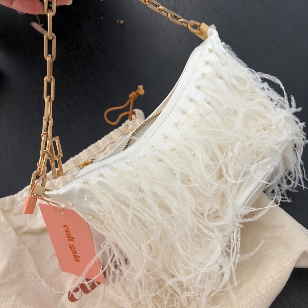 NEW! Cult Gaia Ostrich Feather Shoulder Bag
